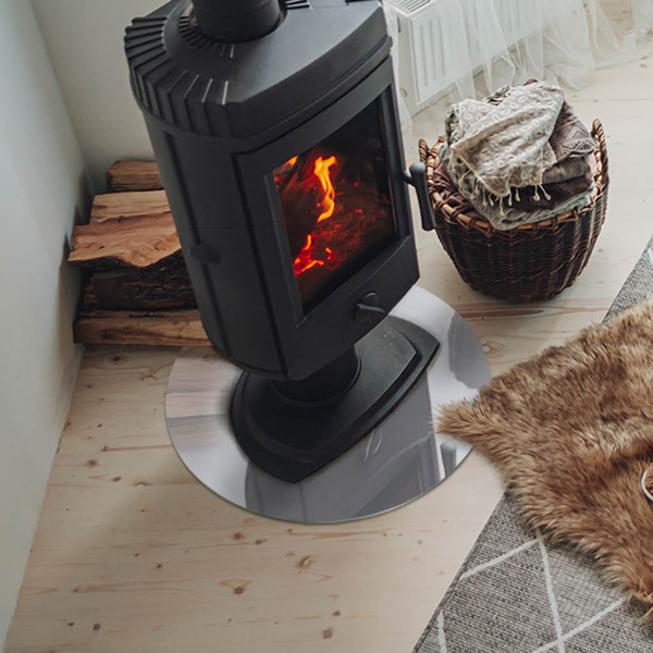 Round glass hearth Color White