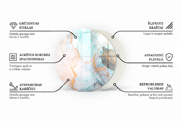 Round glass hearth Color White