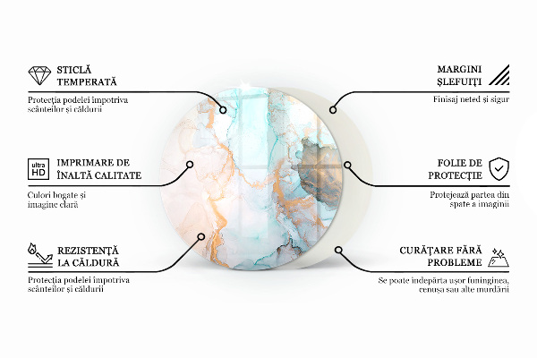 Round glass hearth Color White