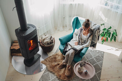 Round glass hearth Color White