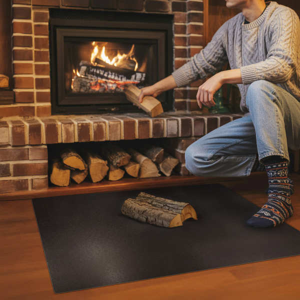 Rectangular hearth pad for fireplace industrial metal