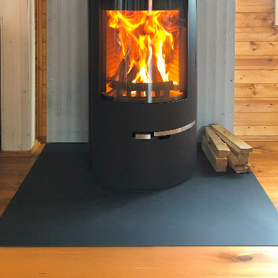 Rectangular hearth pad for fireplace in industrial metal finish