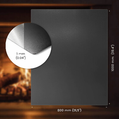 Rectangular hearth pad for fireplace in industrial metal finish