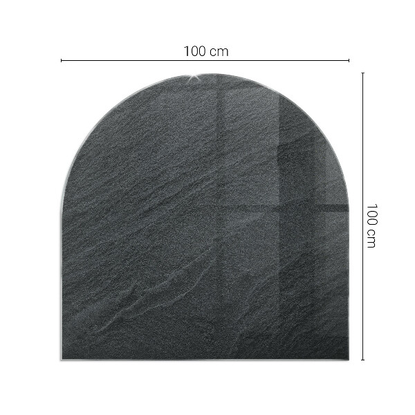 Semi oval glass hearth for stove Natural stone pattern