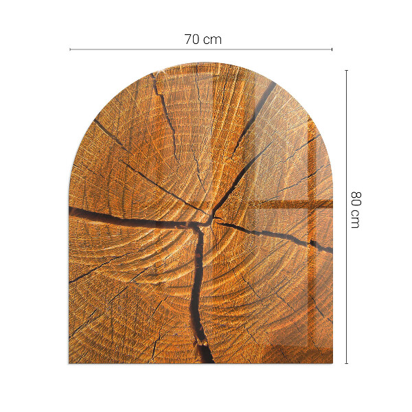 Half round glass hearth Wood in cross-section with natural grain