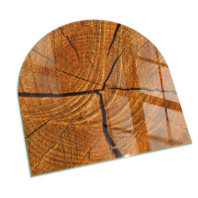 Half round glass hearth Wood in cross-section with natural grain