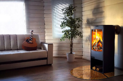 Half round glass hearth Wood in cross-section with natural grain