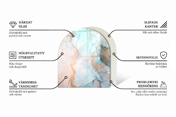 Semi oval glass hearth for stove Waves of subtle shapes
