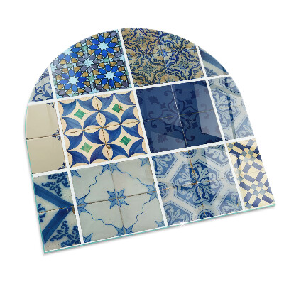Half round glass hearth Ceramic patterns on the background