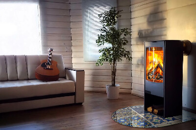 Half round glass hearth Ceramic patterns on the background