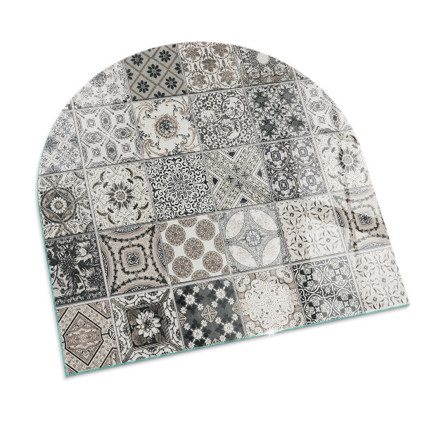 Half round tempered glass hearth Tiled decorative patterns