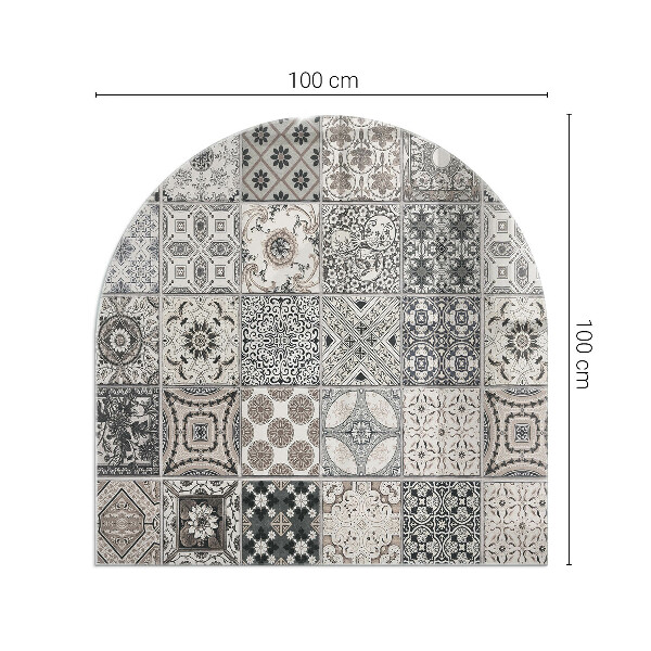Half round tempered glass hearth Tiled decorative patterns
