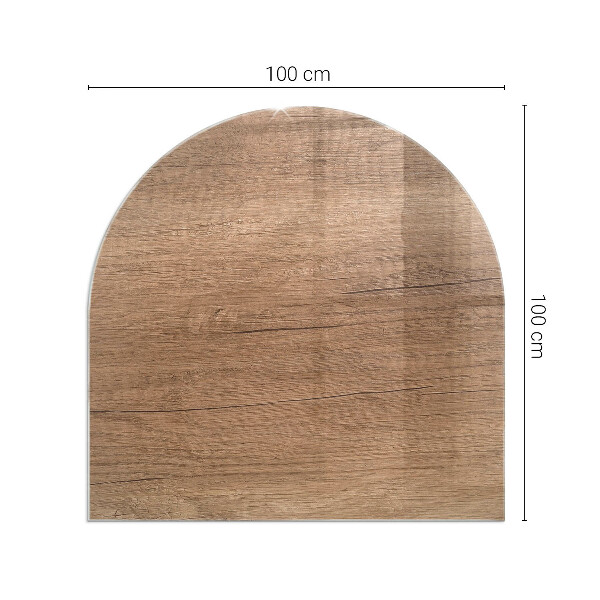 Semi oval glass hearth for stove Wood-inspired pattern