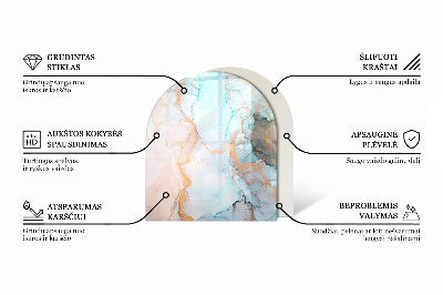 Semi oval glass hearth for stove Marble accents with delicate veining