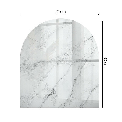 Semi oval glass hearth for stove Marble accents with delicate veining