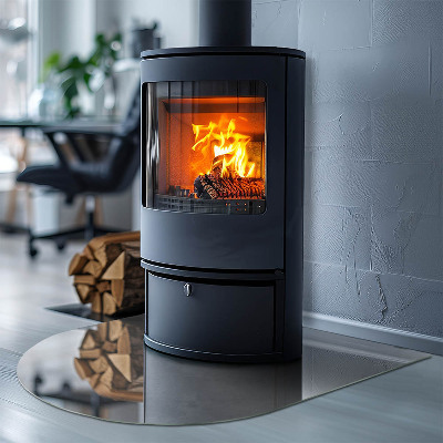 Half round glass hearth Concrete structure with effect