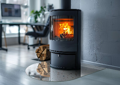 Semi oval glass hearth for stove Shapes in miniature