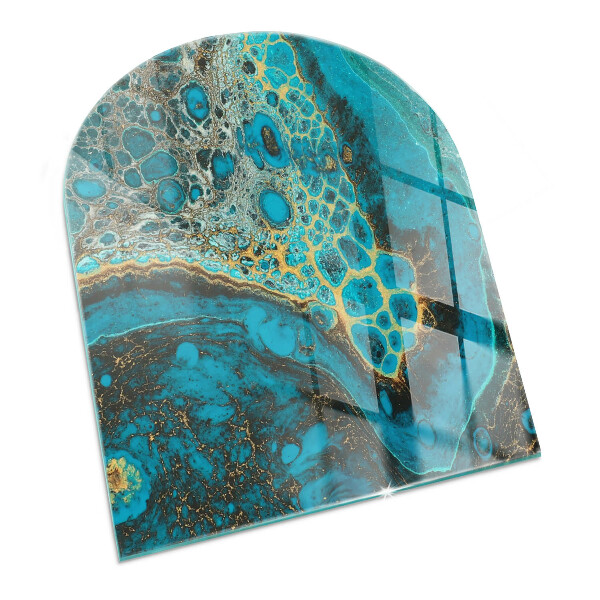 Half round tempered glass hearth Organic pattern in an abstract style
