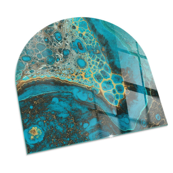 Half round tempered glass hearth Organic pattern in an abstract style