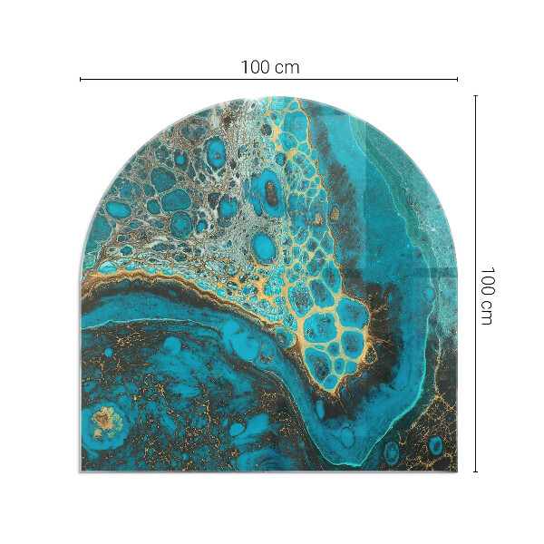 Half round tempered glass hearth Organic pattern in an abstract style