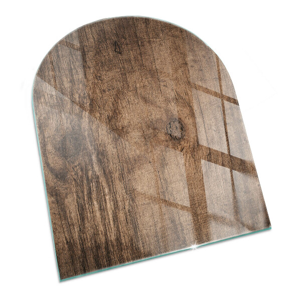 Half round tempered glass hearth Pine wood pattern