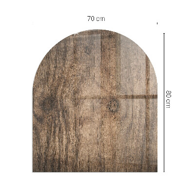 Half round tempered glass hearth Pine wood pattern