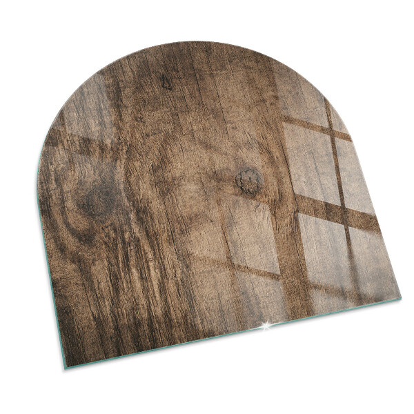Half round tempered glass hearth Pine wood pattern
