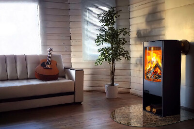 Half round tempered glass hearth Pine wood pattern