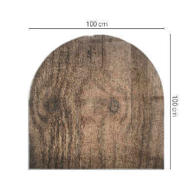 Half round tempered glass hearth Pine wood pattern