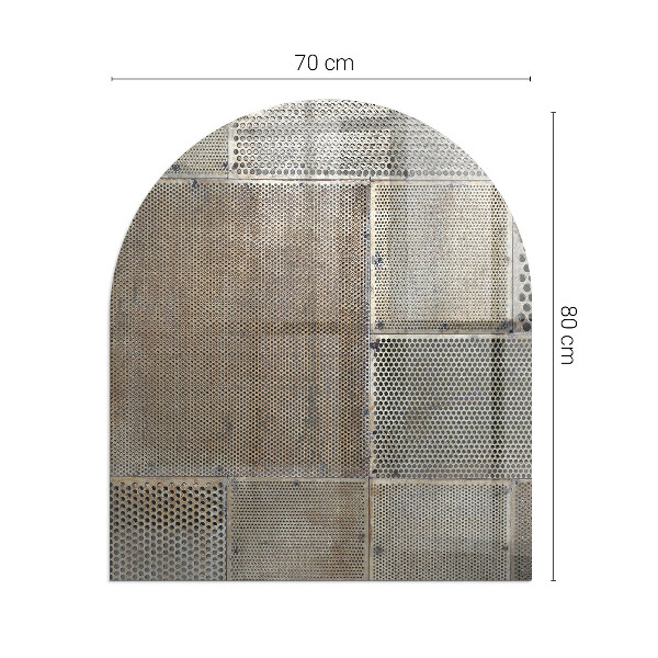 Half round glass hearth Perforated steel motif