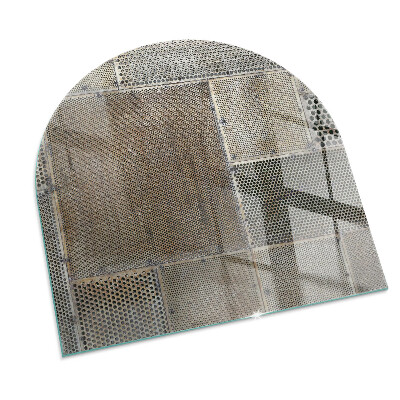 Half round glass hearth Perforated steel motif
