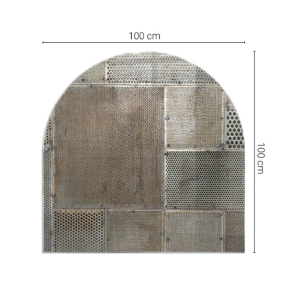 Half round glass hearth Perforated steel motif