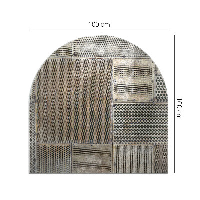 Half round glass hearth Perforated steel motif