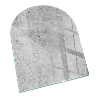 Semi oval glass hearth for stove Raw concrete pattern