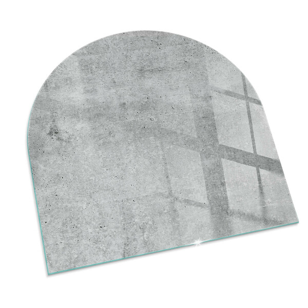 Semi oval glass hearth for stove Raw concrete pattern