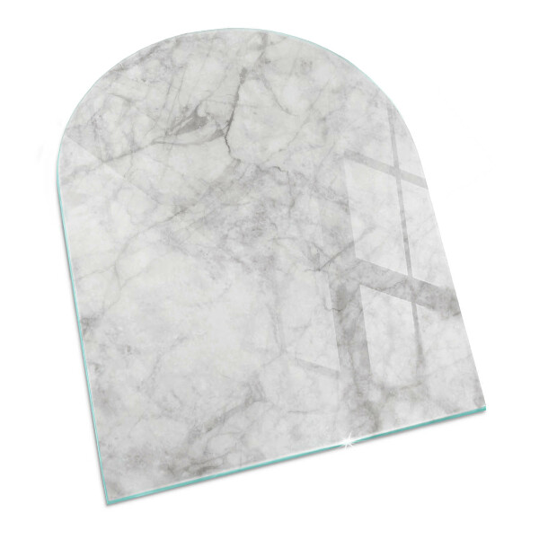 Semi oval glass hearth for stove Marble texture in an elegant style