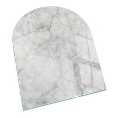 Semi oval glass hearth for stove Marble texture in an elegant style