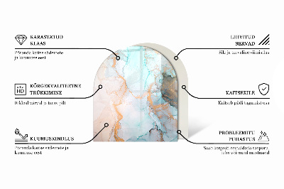 Semi oval glass hearth for stove Marble texture in an elegant style