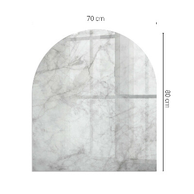 Semi oval glass hearth for stove Marble texture in an elegant style