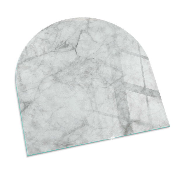 Semi oval glass hearth for stove Marble texture in an elegant style