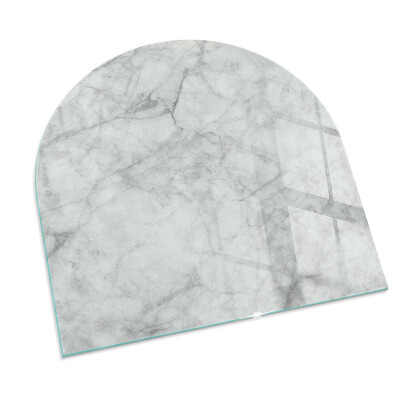 Semi oval glass hearth for stove Marble texture in an elegant style