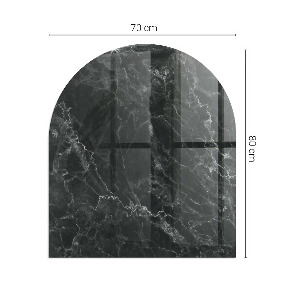 Half round tempered glass hearth Stylish marble motif