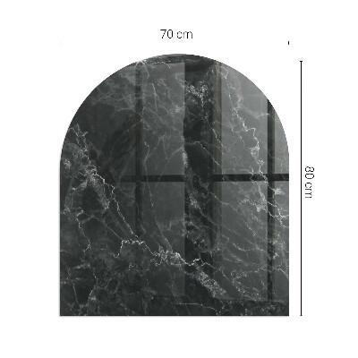 Half round tempered glass hearth Stylish marble motif