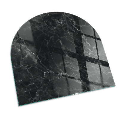 Half round tempered glass hearth Stylish marble motif