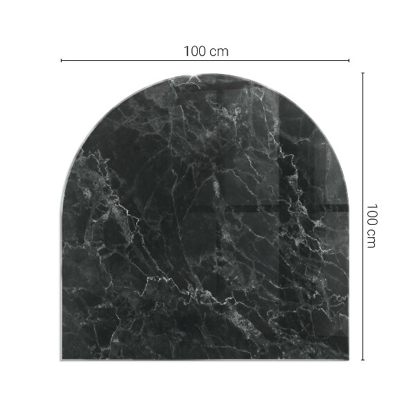 Half round tempered glass hearth Stylish marble motif
