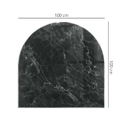 Half round tempered glass hearth Stylish marble motif
