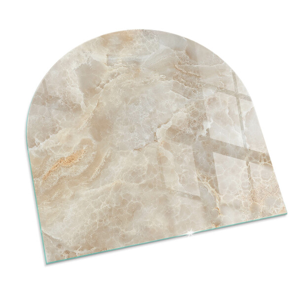 Semi oval glass hearth for stove Stone pattern inspired by nature