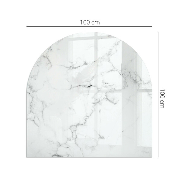 Half round glass hearth Marble motif with delicate veins