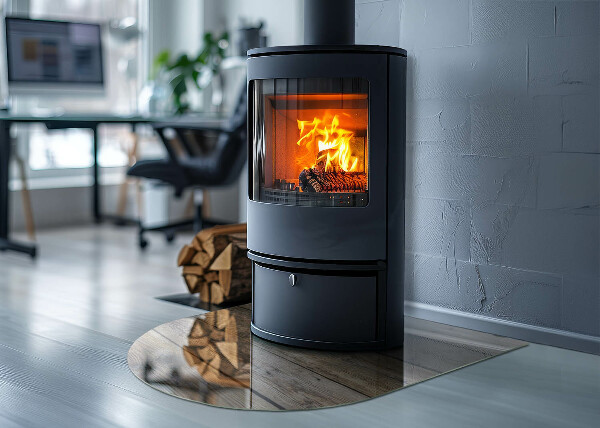 Half round tempered glass hearth Natural style boards