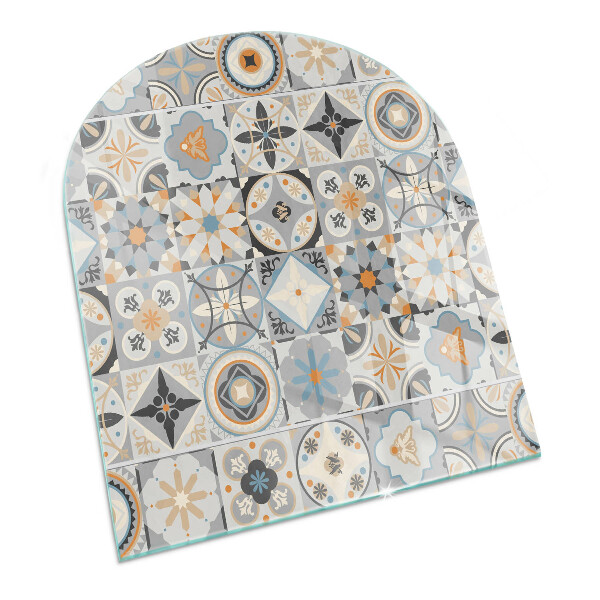Half round tempered glass hearth Mosaic patterns in tiled shapes
